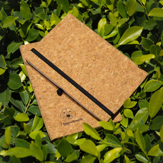A5 Cork Diary by flippysustainables, elastic closure, bookmark, undated ruled 80 GSM paper, eco friendly office stationery, best for college and school students