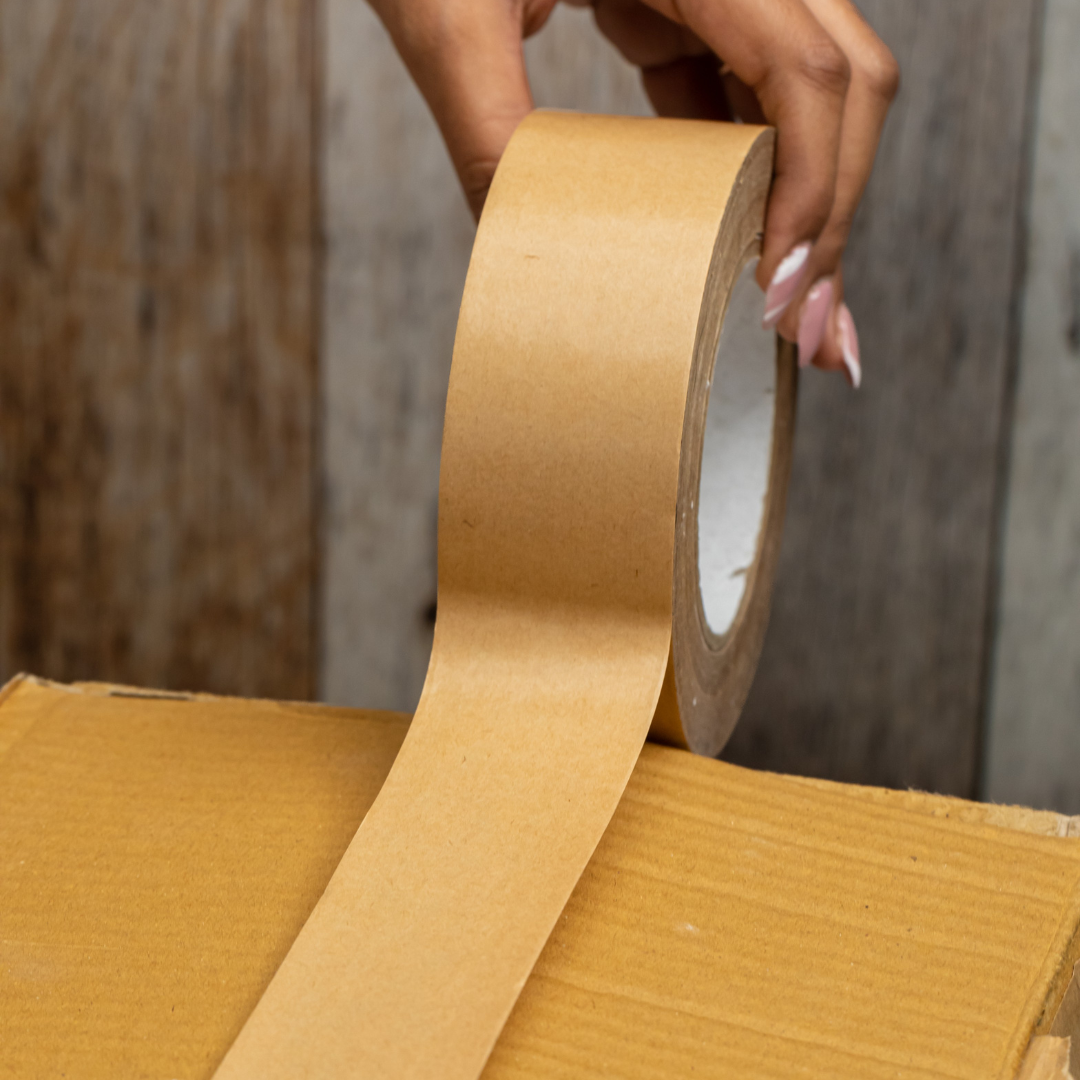 Various packing tape rolls displaying their widths and sizes | biodegradable paper adhesive tape | carton tape.