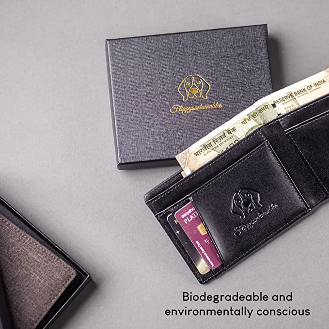 black wallet for men | 8 separate slots | best sustainable wallet for holding cash and cards