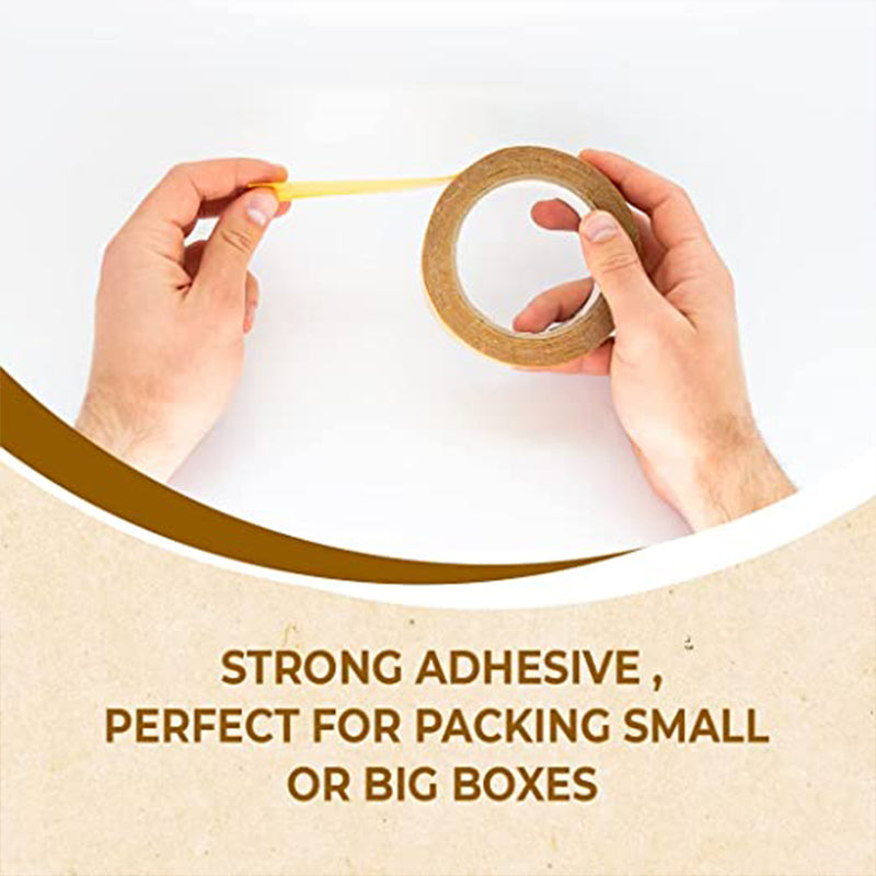 Strong adhesive tape perfect for packing small boxes - Eco-friendly brown paper tape with excellent sealing capabilities.