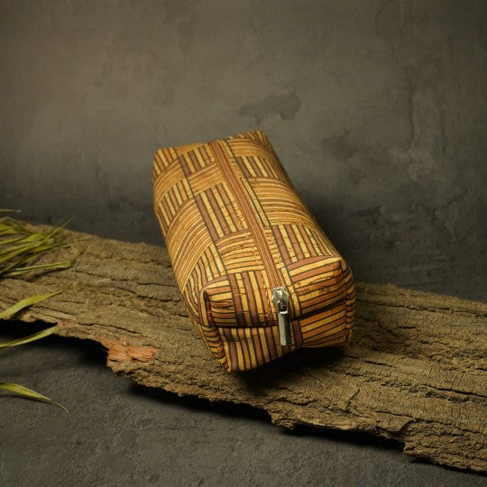 multipurpose pretty fusion pouch by flippysustainables | versatile and durable cork leather pouches for travel and school | eco friendly | 100% biodegradable | zip pouch