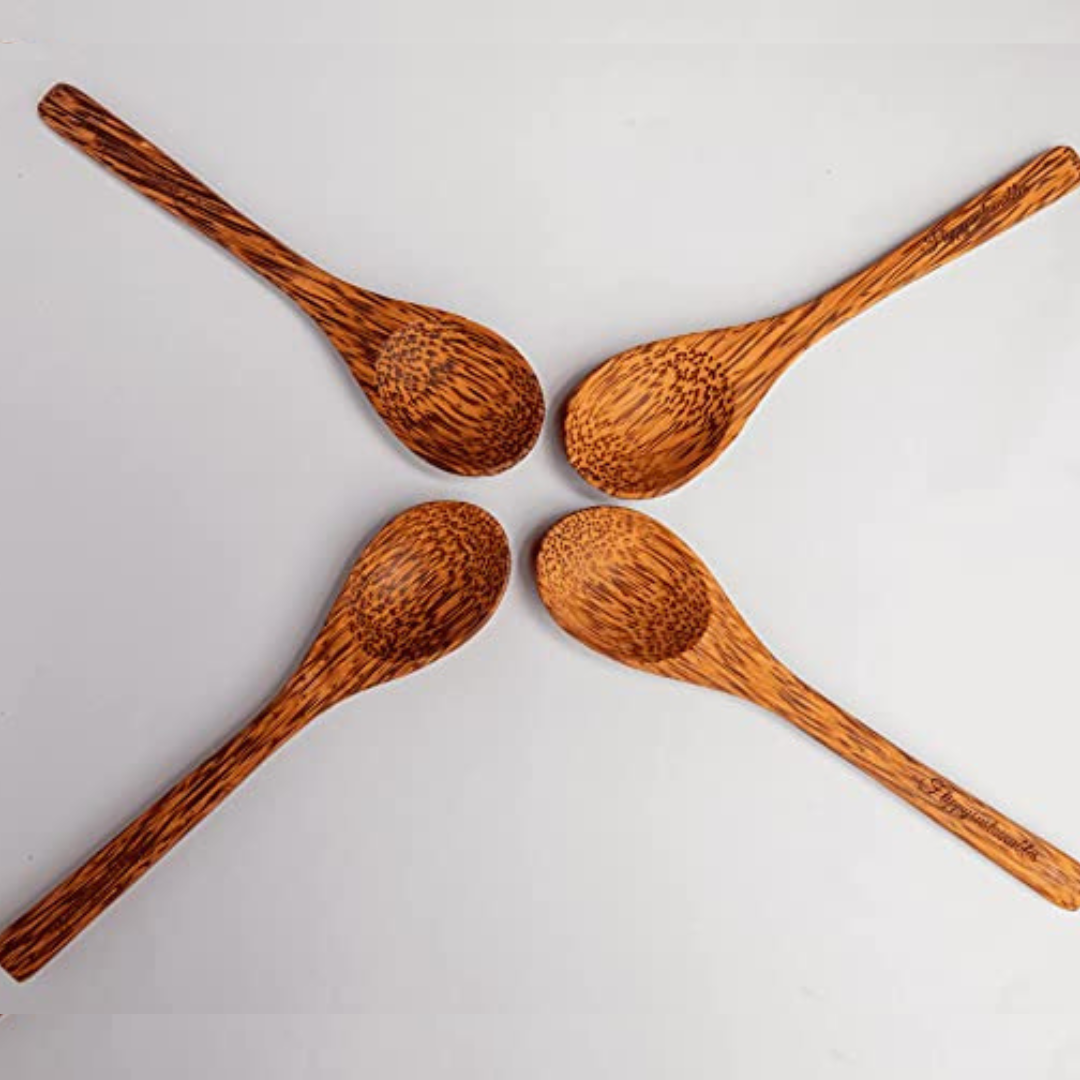 Natural coconut driftwood teaspoons in set of 4 | small odourless splinter free wooden cutlery for kitchen | perfect for daily use, special ocassions and gifting | sustainable | ecofriendly