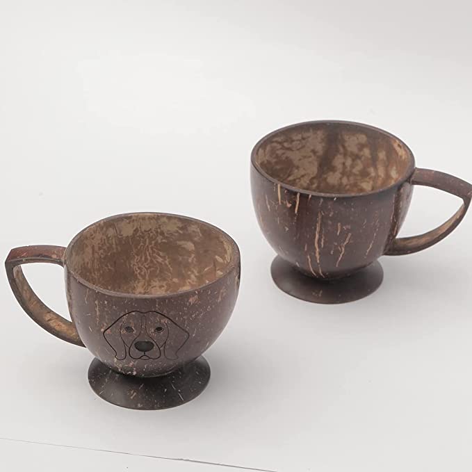 Handmade tea cups - Eco-friendly choice for your beverage needs. Sustainable alternative to ceramic - Coconut mugs, a bio product for an eco-conscious choice.