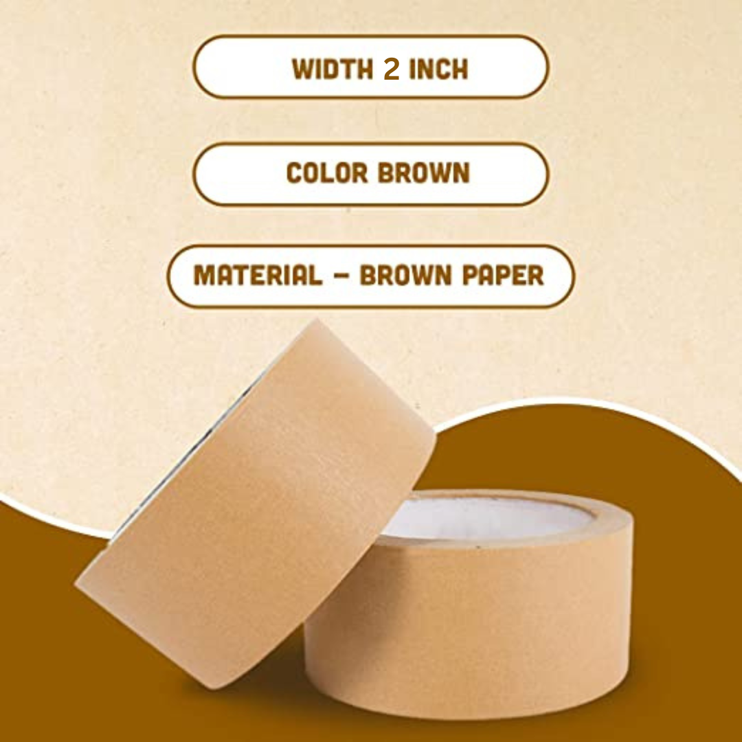TooCust Kraft Paper Tape Self Adhesive,2 X55YD 7Mil Brown Paper Tape,  Biodegradable Brown Packing Tape,Paper Packing Tape with Strong