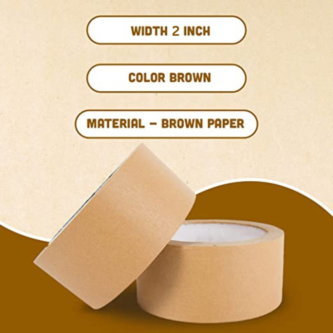 2 Inch, Eco-Friendly Kraft Paper Tapes, 50 Meters | Flippysustainables