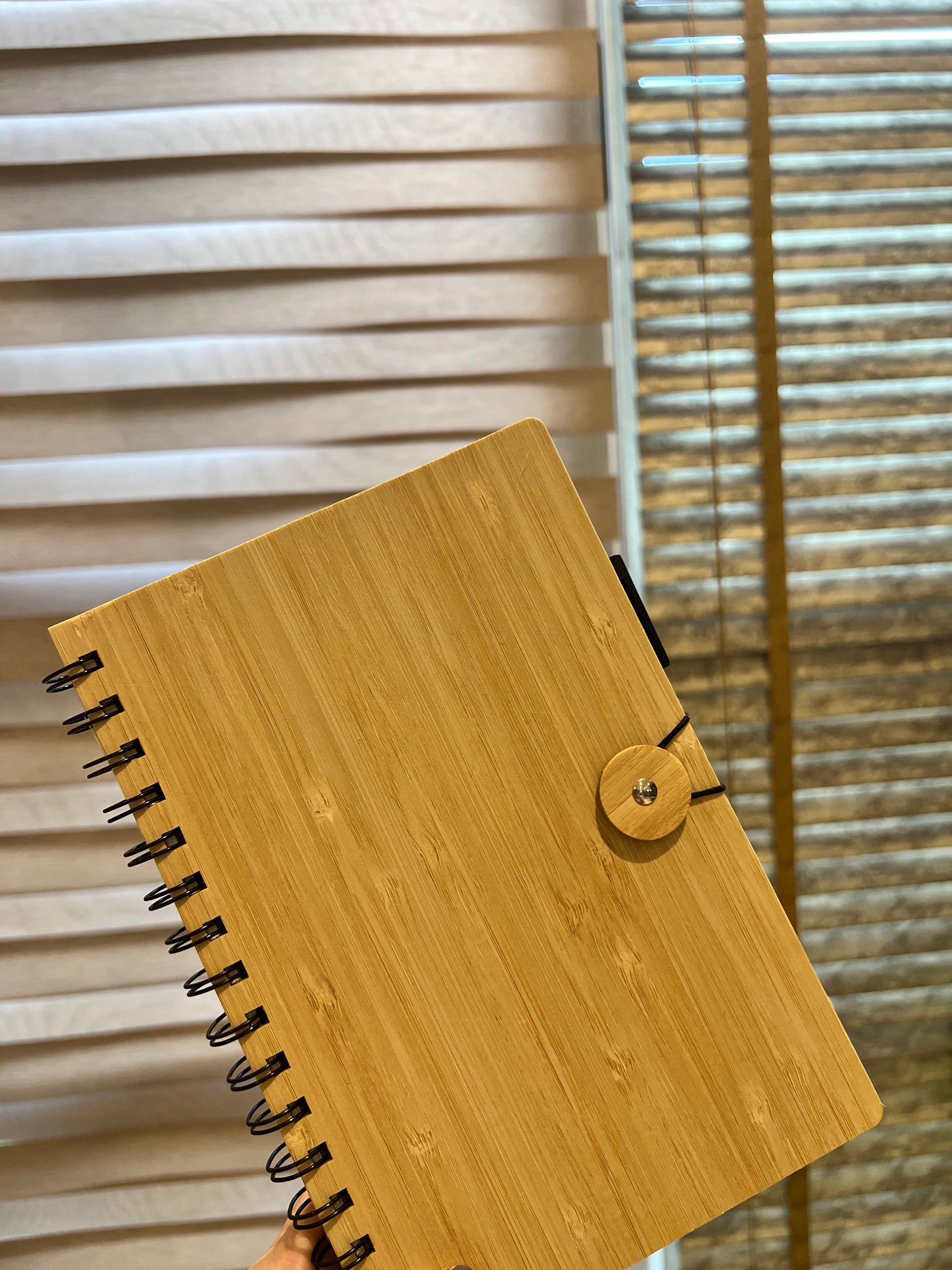 A5-sized, single-ruled eco-friendly, spiral Bamboo Diary with sustainable Kraft Paper Ball-Point Pen