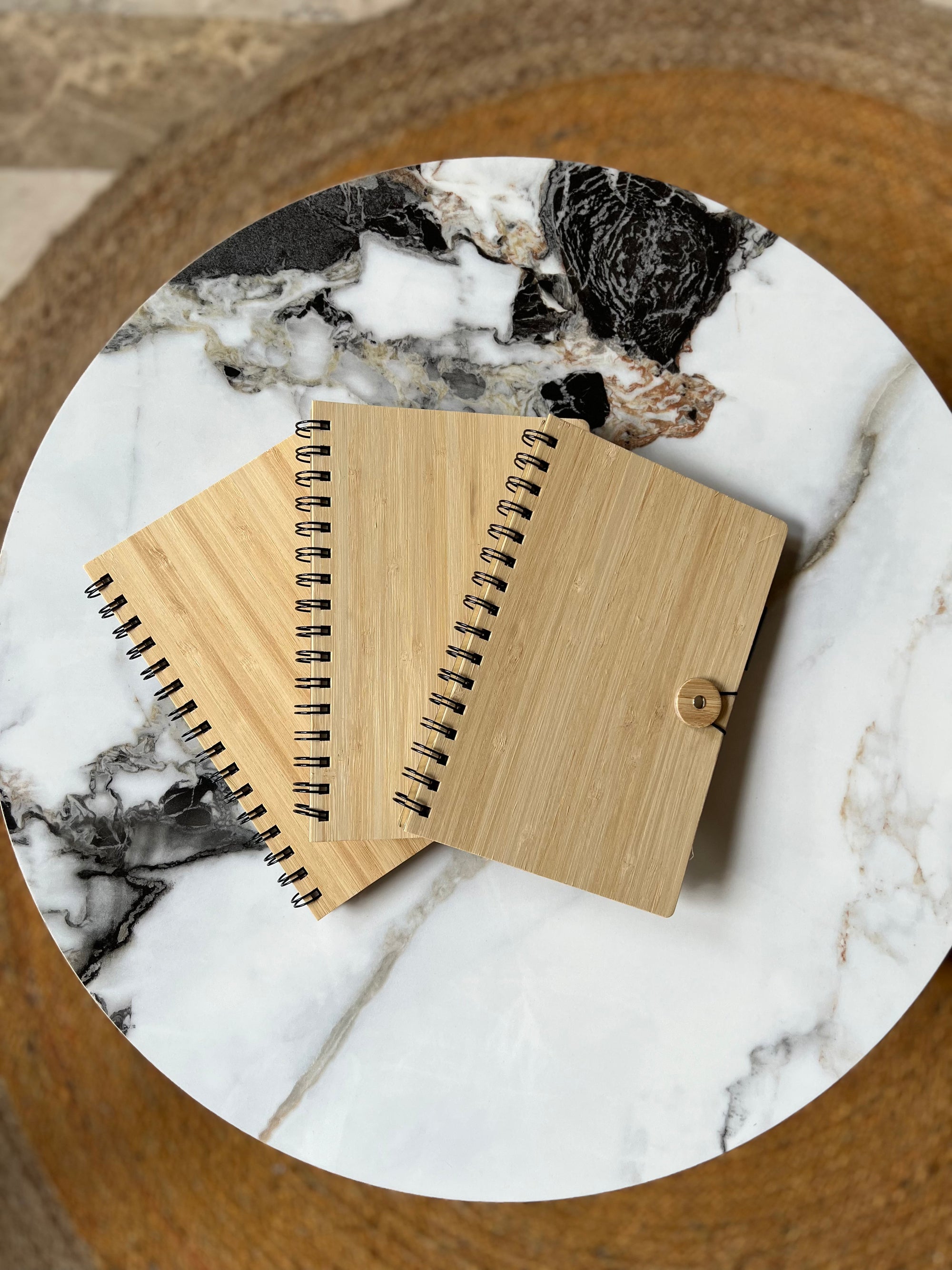 A5-sized, single-ruled eco-friendly, spiral Bamboo Diary with sustainable Kraft Paper Ball-Point Pen