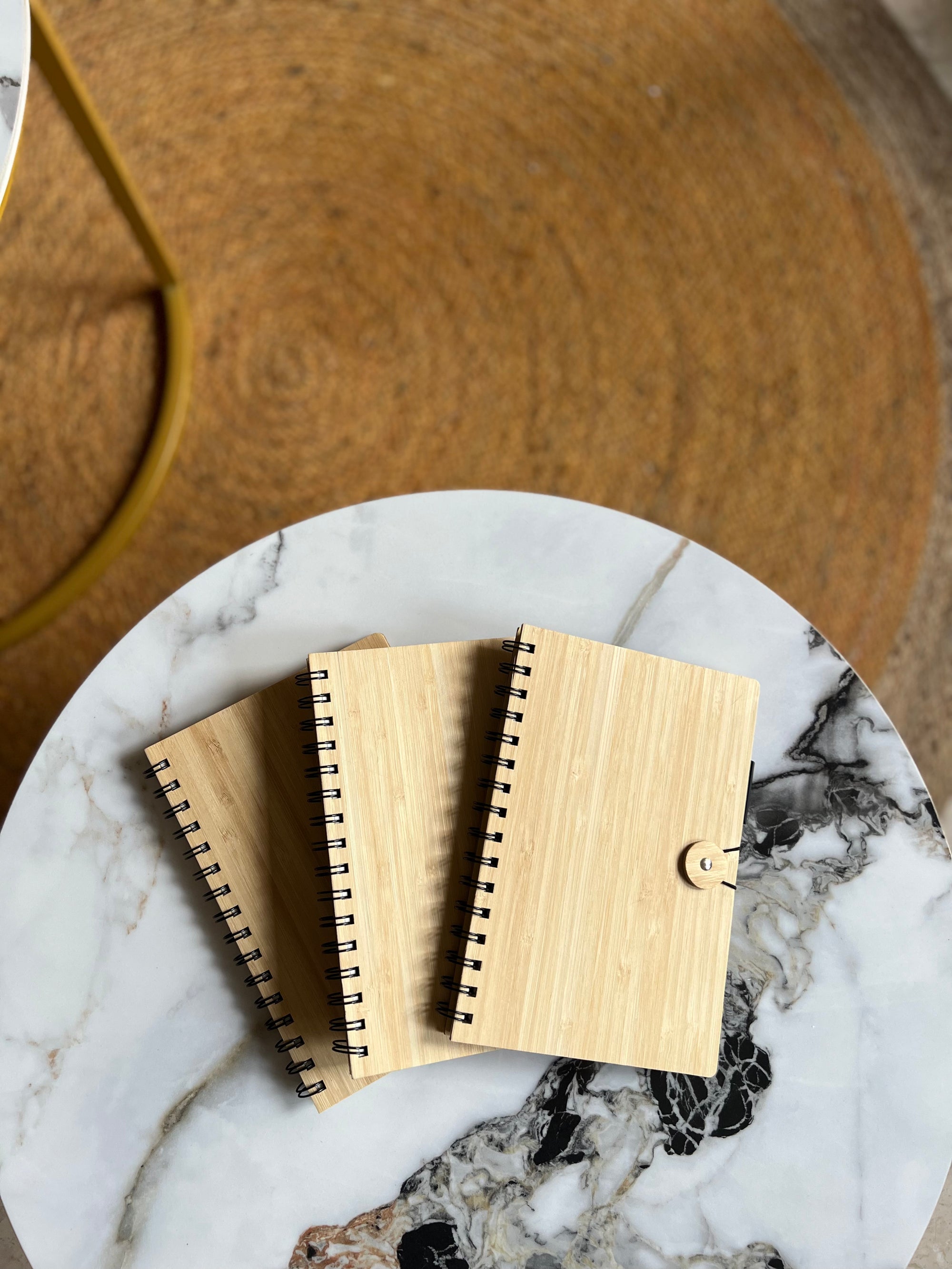 A5-sized, single-ruled eco-friendly, spiral Bamboo Diary with sustainable Kraft Paper Ball-Point Pen