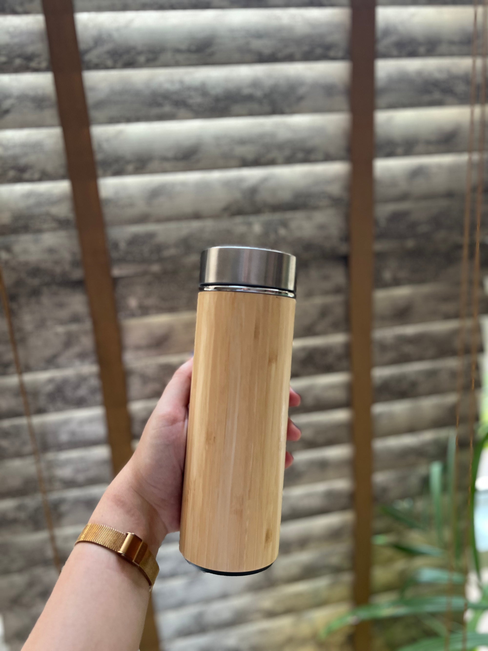 Sustainable Insulated Bamboo Flask with tea strainer